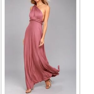 Lulus Pink Tricks of Trade Rusty Rose Customizable Maxi Dress Medium Wedding